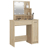 NNEVL Dressing Table with LED Sonoma Oak 86.5x35x136 cm