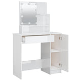 NNEVL Dressing Table with LED High Gloss White 86.5x35x136 cm