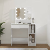 NNEVL Dressing Table with LED High Gloss White 86.5x35x136 cm