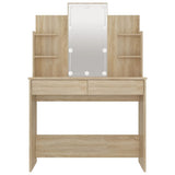 NNEVL Dressing Table with LED Sonoma Oak 96x40x142 cm