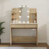 NNEVL Dressing Table with LED Sonoma Oak 96x40x142 cm