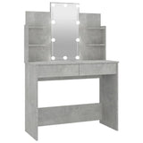 NNEVL Dressing Table with LED Concrete Grey 96x40x142 cm