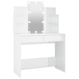 NNEVL Dressing Table with LED High Gloss White 96x40x142 cm