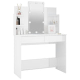 NNEVL Dressing Table with LED High Gloss White 96x40x142 cm