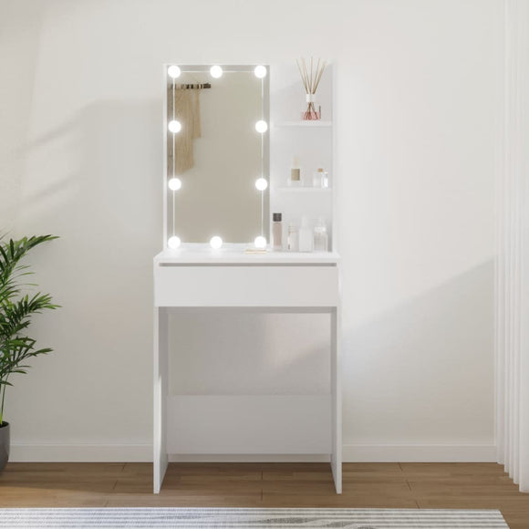 NNEVL Dressing Table with LED White 60x40x140 cm