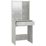 NNEVL Dressing Table with LED Concrete Grey 60x40x140 cm