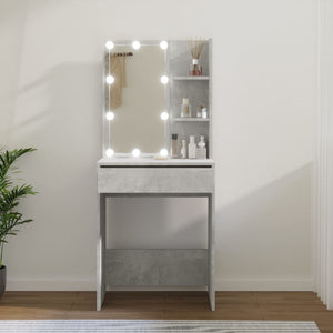 NNEVL Dressing Table with LED Concrete Grey 60x40x140 cm