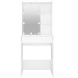 NNEVL Dressing Table with LED High Gloss White 60x40x140 cm