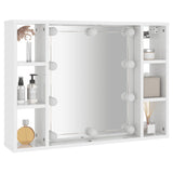 NNEVL Mirror Cabinet with LED High Gloss White 76x15x55 cm