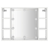 NNEVL Mirror Cabinet with LED High Gloss White 76x15x55 cm