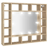 NNEVL Mirror Cabinet with LED Sonoma Oak 91x15x76.5 cm