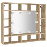 NNEVL Mirror Cabinet with LED Sonoma Oak 91x15x76.5 cm