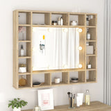 NNEVL Mirror Cabinet with LED Sonoma Oak 91x15x76.5 cm