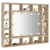 NNEVL Mirror Cabinet with LED Sonoma Oak 91x15x76.5 cm