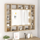 NNEVL Mirror Cabinet with LED Sonoma Oak 91x15x76.5 cm