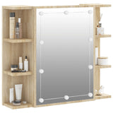 NNEVL Mirror Cabinet with LED Sonoma Oak 70x16.5x60 cm