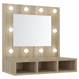 NNEVL Mirror Cabinet with LED Sonoma Oak 60x31.5x62 cm