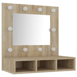 NNEVL Mirror Cabinet with LED Sonoma Oak 60x31.5x62 cm