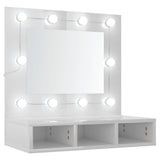 NNEVL Mirror Cabinet with LED High Gloss White 60x31.5x62 cm
