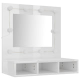 NNEVL Mirror Cabinet with LED High Gloss White 60x31.5x62 cm