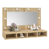 NNEVL Mirror Cabinet with LED Sonoma Oak 90x31.5x62 cm