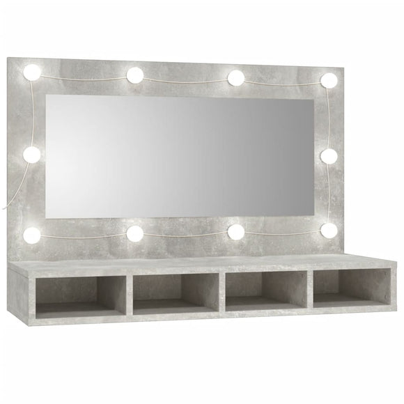 NNEVL Mirror Cabinet with LED Concrete Grey 90x31.5x62 cm