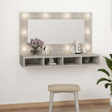 NNEVL Mirror Cabinet with LED Concrete Grey 90x31.5x62 cm