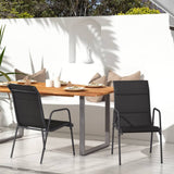 NNEVL Garden Chairs 2 pcs Steel and Textilene Black