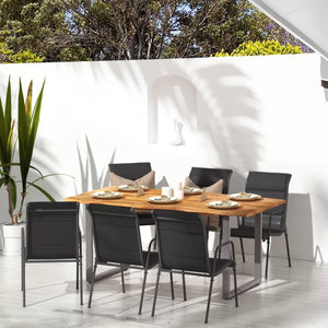 NNEVL Garden Chairs 6 pcs Steel and Textilene Black