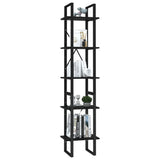 NNEVL 5-Tier Book Cabinet Black 40x30x175 cm Engineered Wood