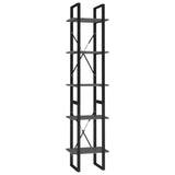 NNEVL 5-Tier Book Cabinet Grey 40x30x175 cm Engineered Wood