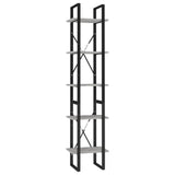 NNEVL 5-Tier Book Cabinet Concrete Grey 40x30x175 cm Engineered Wood