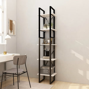 NNEVL 5-Tier Book Cabinet White 40x30x175 cm Pinewood