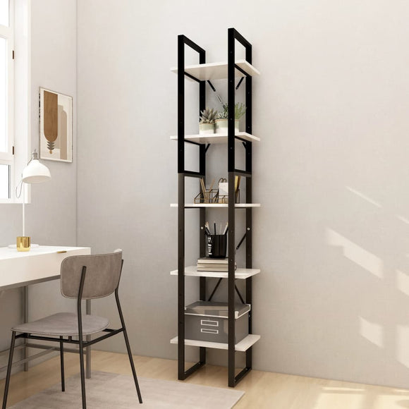 NNEVL 5-Tier Book Cabinet White 40x30x175 cm Pinewood