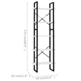 NNEVL 5-Tier Book Cabinet White 60x30x175 cm Engineered Wood
