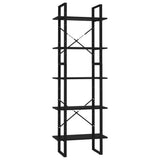 NNEVL 5-Tier Book Cabinet Black 60x30x175 cm Engineered Wood