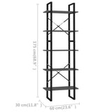 NNEVL 5-Tier Book Cabinet Grey 60x30x175 cm Engineered Wood