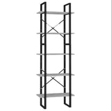 NNEVL 5-Tier Book Cabinet Concrete Grey 60x30x175 cm Engineered Wood