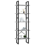 NNEVL 5-Tier Book Cabinet Concrete Grey 60x30x175 cm Engineered Wood
