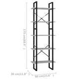 NNEVL 5-Tier Book Cabinet Concrete Grey 60x30x175 cm Engineered Wood