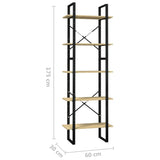 NNEVL 5-Tier Book Cabinet 60x30x175 cm Pinewood