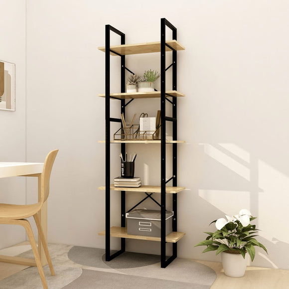 NNEVL 5-Tier Book Cabinet 60x30x175 cm Pinewood