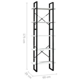 NNEVL 5-Tier Book Cabinet White 60x30x175 cm Pinewood