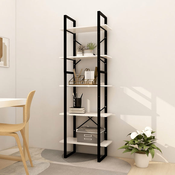NNEVL 5-Tier Book Cabinet White 60x30x175 cm Pinewood