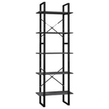 NNEVL 5-Tier Book Cabinet Grey 60x30x175 cm Pinewood