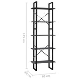 NNEVL 5-Tier Book Cabinet Grey 60x30x175 cm Pinewood
