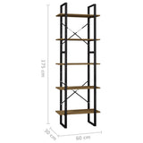 NNEVL 5-Tier Book Cabinet Brown 60x30x175 cm Pinewood
