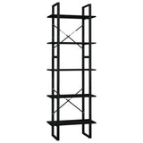 NNEVL 5-Tier Book Cabinet Black 60x30x175 cm Pinewood