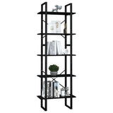 NNEVL 5-Tier Book Cabinet Black 60x30x175 cm Pinewood