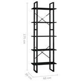 NNEVL 5-Tier Book Cabinet Black 60x30x175 cm Pinewood